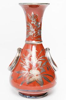 Richard Ginori Italian Earthenware & Silver Vase