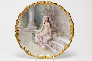 Limoges KPM-Manner Cabinet Plate w. Nude, 19th C.