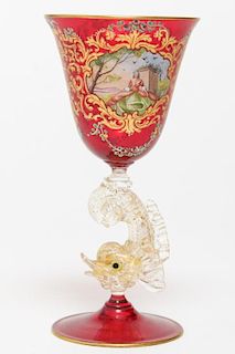 Italian Venetian Murano Wine Glass