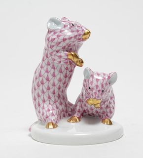 Herend Porcelain "Hamsters" Figurine, Hungarian