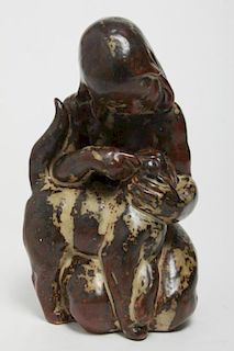 Royal Copenhagen Stoneware Figure, Girl w. Cat