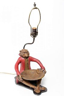 Bill Huebbe-Manner Cast Monkey Table Lamp