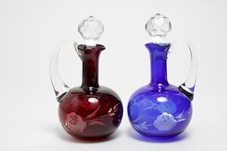 Antique Bohemian Glass Perfume Decanters, 2