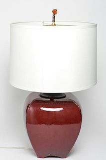 Danish Modern Oxblood Porcelain Table Lamp