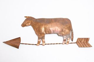 Folk Art Sheet Copper Cow Weathervane Hanging