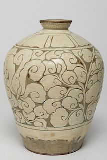 Korean Buncheong Incised Pottery Vase, Antique