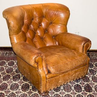 Ralph Lauren Overstuffed Leather Club Chair