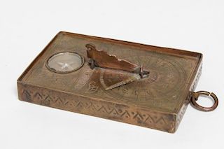 Islamic Compass or Qibla Indicator, Incised Brass