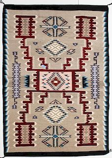 Navajo American Indian Woven Rug, 4' 2" X 5'