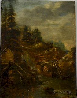 Manner of Jacob Salomonsz van Ruysdael (Dutch, c. 1629-1681)    Landscape with Saw Mill