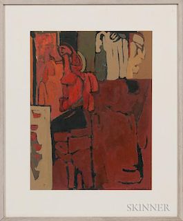 American School, 20th Century      Abstract in Orange and Red