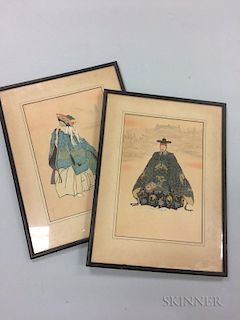 Two Color Woodblock Prints