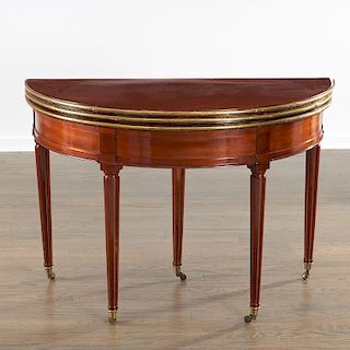 Louis XVI triple-top demilune table