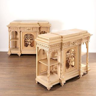 Pair French Rococo Revival painted cabinets