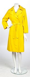 A Givenchy Yellow Cotton Blend Trench Coat, Size 40.