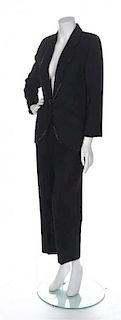 A Gucci Black Wool Tuxedo Suit, Pant size 40.