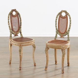 Pair Louis XV style caned chairs