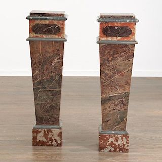 Pair Continental specimen marble pedestals