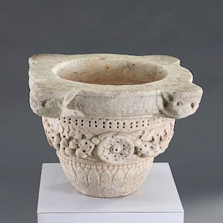 Antique Greco-Roman style carved marble mortar