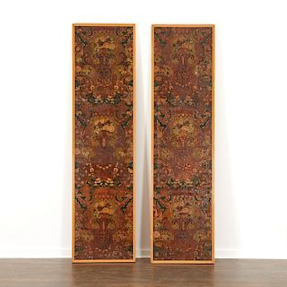 Pair Cordovan embossed leather panels