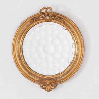 Antique giltwood dimple mirror