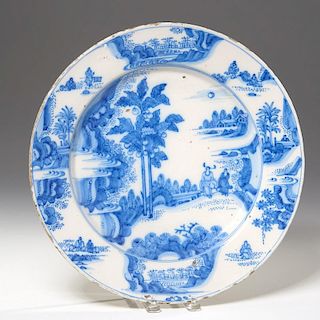 Antique Delft blue and white pottery charger