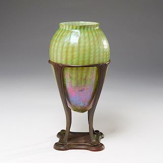 TIffany Studios Favrile glass vase on stand