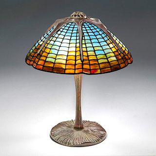 Tiffany Studios leaded shade Spider table tamp