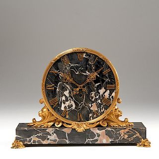 E.F. Caldwell bronze mounted marble mantle clock