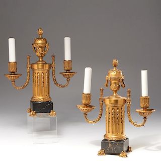 Pair E.F. Caldwell gilt bronze candelabra