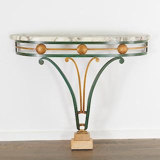 French Art Deco parcel gilt wrought iron console