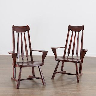 Pair American Studio craftsman armchairs