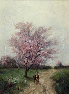 WOOD, Lewis John. Oil on Canvas, Blossom Tree.