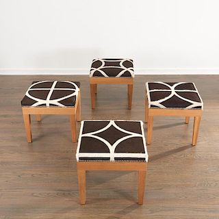 (4) Designer oak and pony skin stools