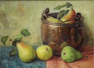 JONGBLOED, D. Oil on Canvas, Still Life with Pears