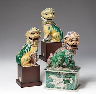 (3) Chinese sancai glazed Buddhist lions