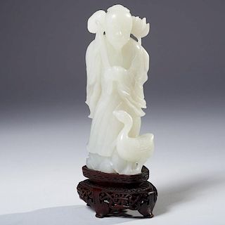 Chinese carved jade scholar figure