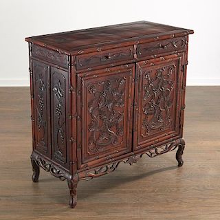 Chinese Export carved hardwood cabinet