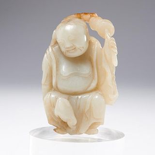 Old Chinese carved white jade Buddha