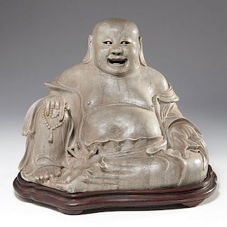 Large Asian stoneware Laughing Buddha