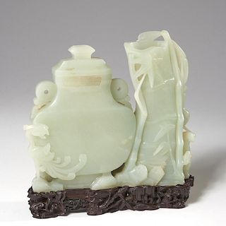Chinese jade double spouted vessel
