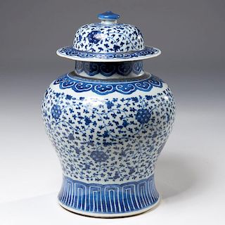 Old Chinese blue and white porcelain ginger jar