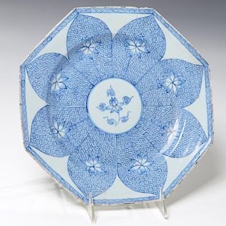 Old Chinese blue and white lotus plate