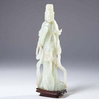 Chinese celadon jade figure of Guanyin