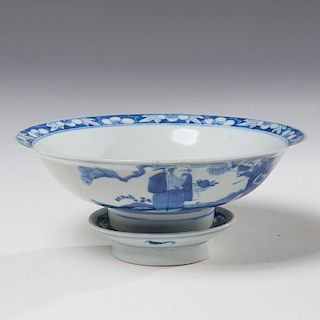 Chinese blue and white bowl on stand