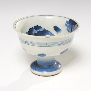 Chinese blue and white porcelain stem cup