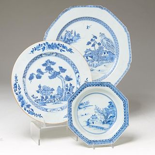 (3) Chinese blue and white porcelain dishes