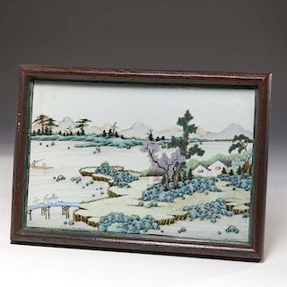 Chinese Famille Verte porcelain plaque