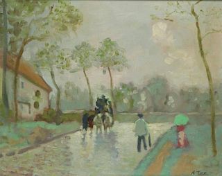 TURO, M. Oil on Canvas. Impressionist Style Street