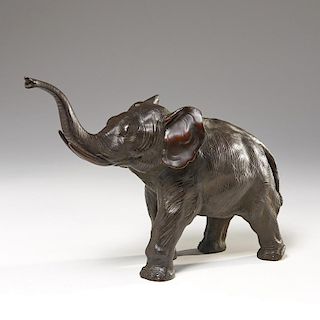 Japanese bronze model of an elephant
